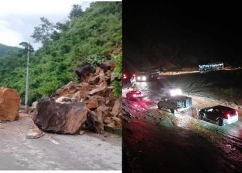 ढुङ्गा हटाएपछि अबरुद्ध पृथ्वी राजमार्ग एक तर्फी सुचारु