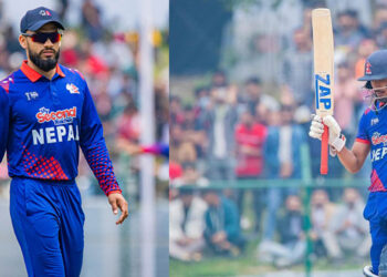 एसिया कप क्रिकेटमा छक्का प्रहार गरेका दुई नेपाली खेलाडी कुशल र सोमपाल  पुरस्कृत