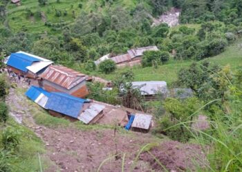 गुल्मीमा पहिरोले ४३ घर विस्थापित